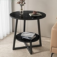 2-layer round 3 legged metal frame table
