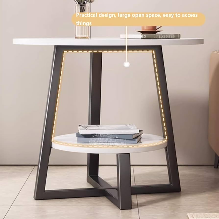 2-layer round 3 legged metal frame table