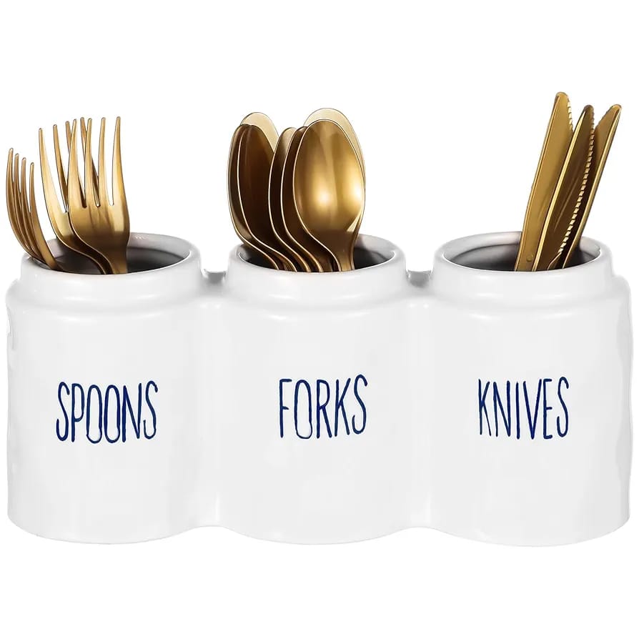 3 compartment Ceramic cutlery Holder