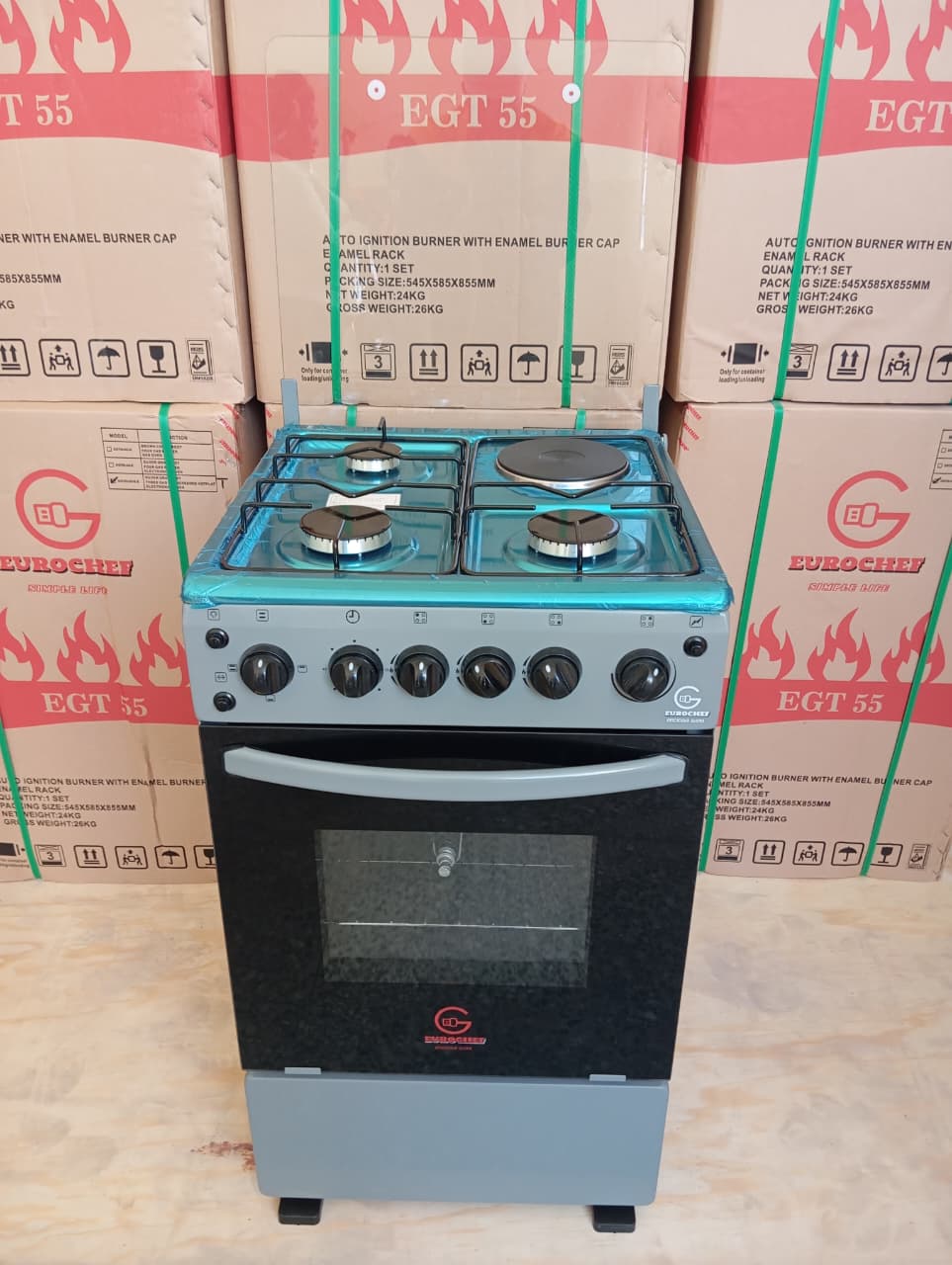 Eurochef Free Standing 3 Gas Burner +1 Electric Cooker.