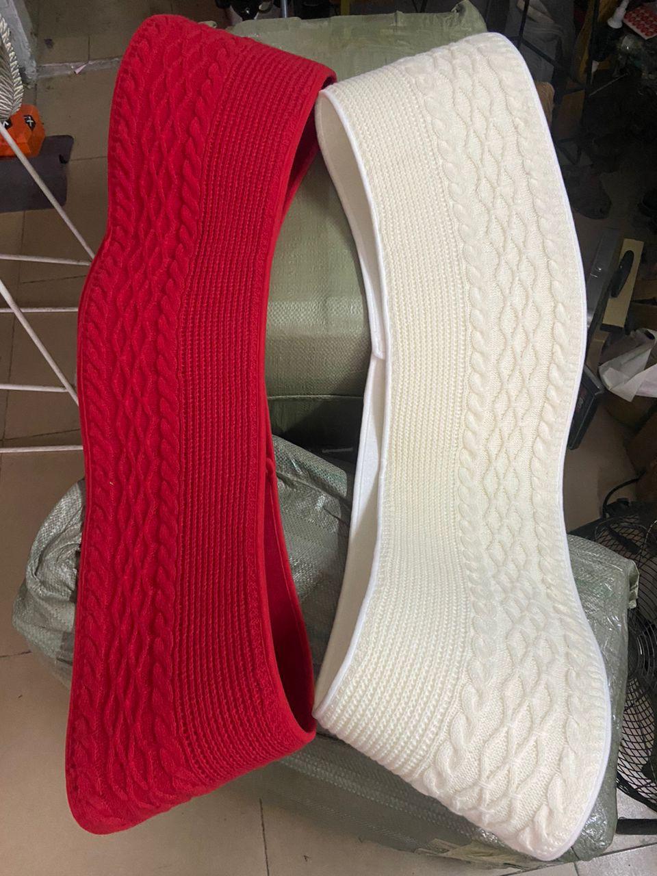 Beautifully Knitted Christmas Tree Collar Skirt Red & White 100cm