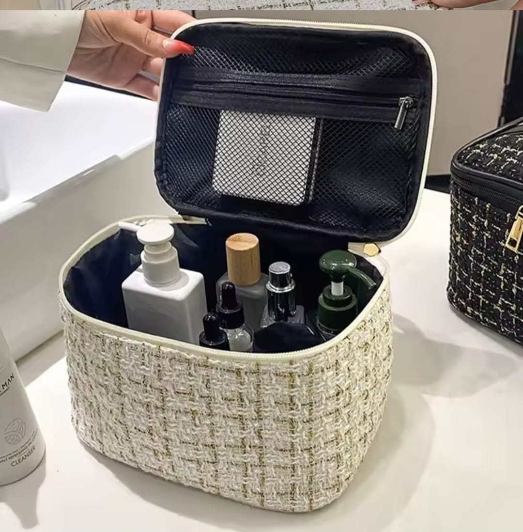 Tweed luxury cosmetic bag organizer
