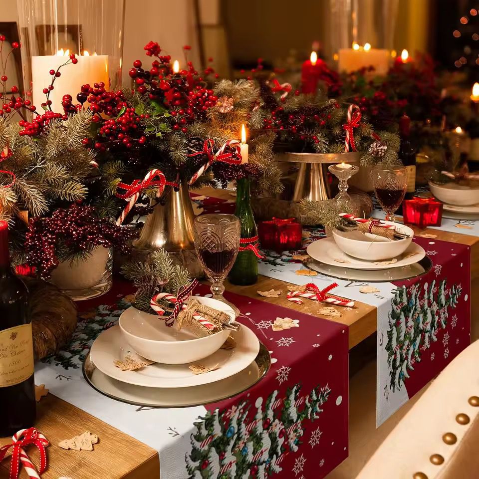 Christmas Table Runner Snowman Gnome Table Cloths