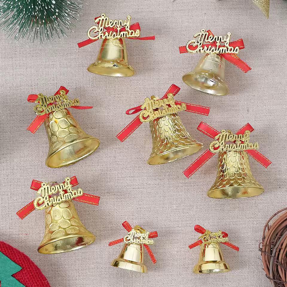 12pcs Christmas Decorations: Golden Bell Hanging Ornament
