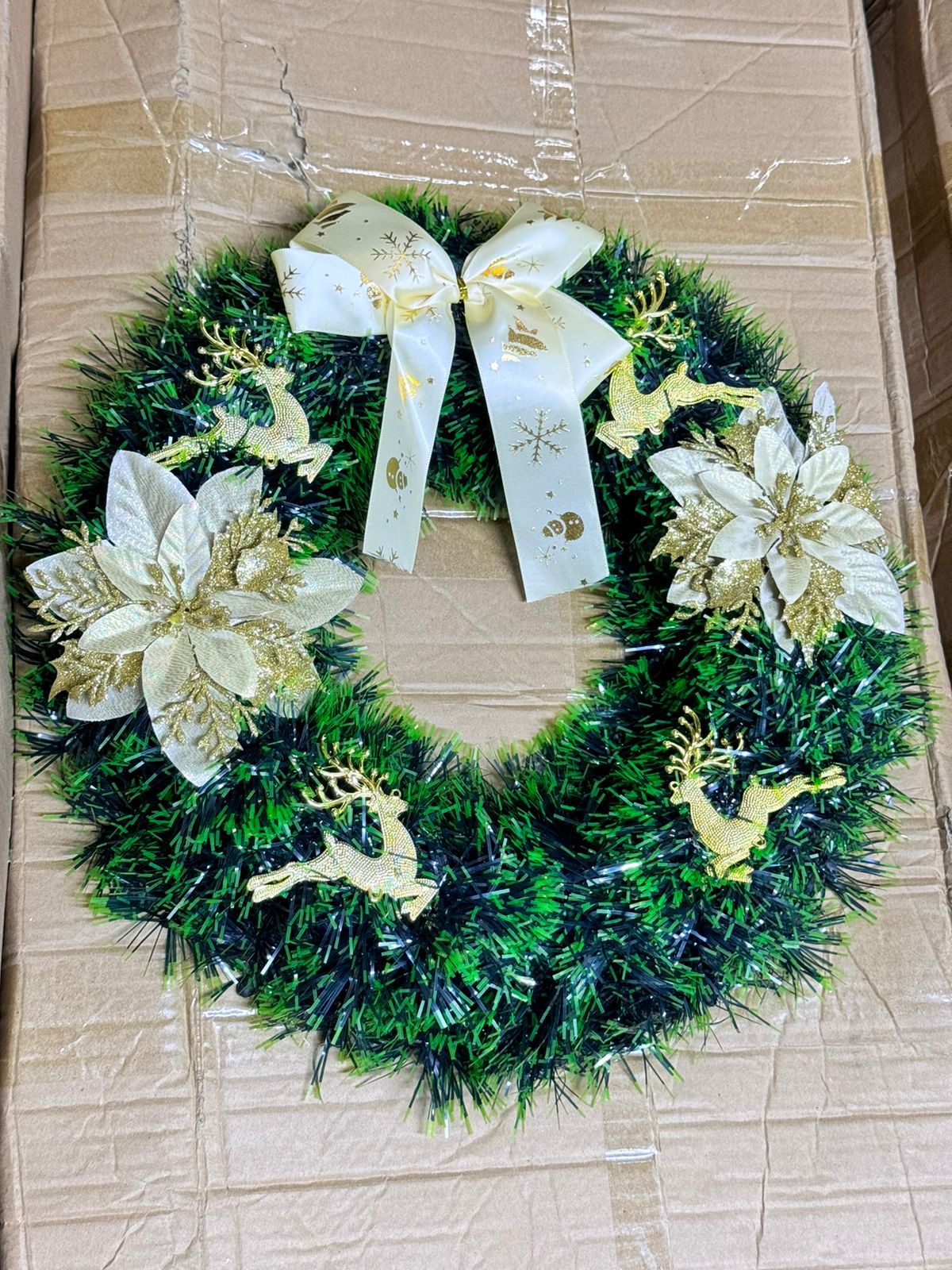 40CM Christmas Wreath for Front Door \ Window with GOLD Decor on it