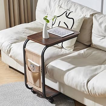 2 layer trolley side table with matching insert pocket