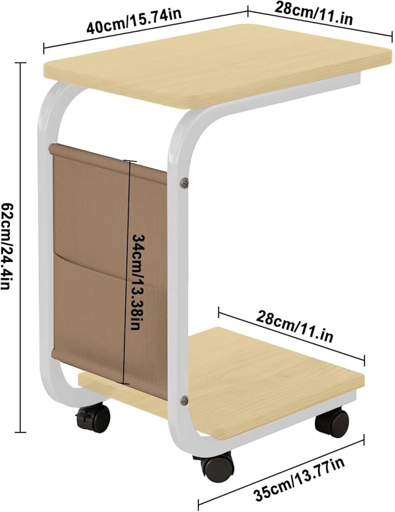 2 layer trolley side table with matching insert pocket