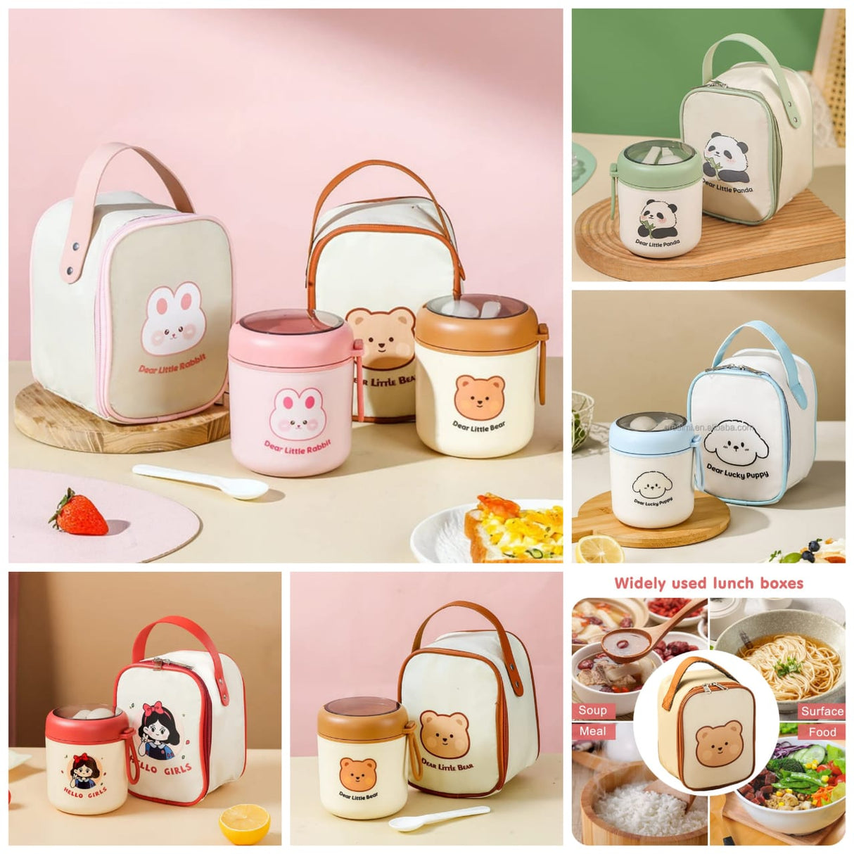 2 in 1 Food Flask Thermos With A Matching Insulated Lunch Bag