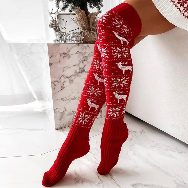 Stylish Winter-Christmas themed Women's Knit Leg Warmers