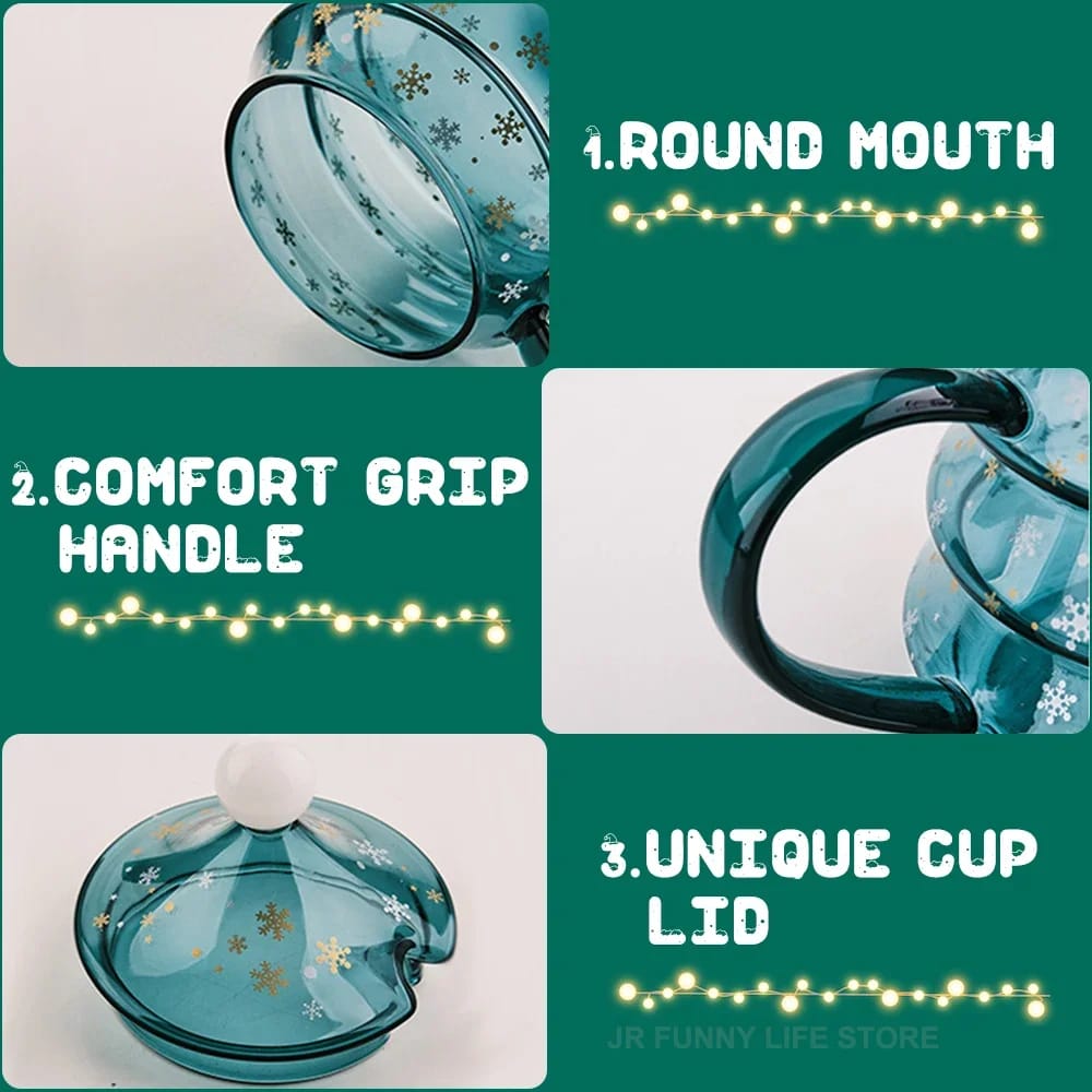 Cute Borosilicate Glass Christmas Tree Shaped Cup set + Gift Box