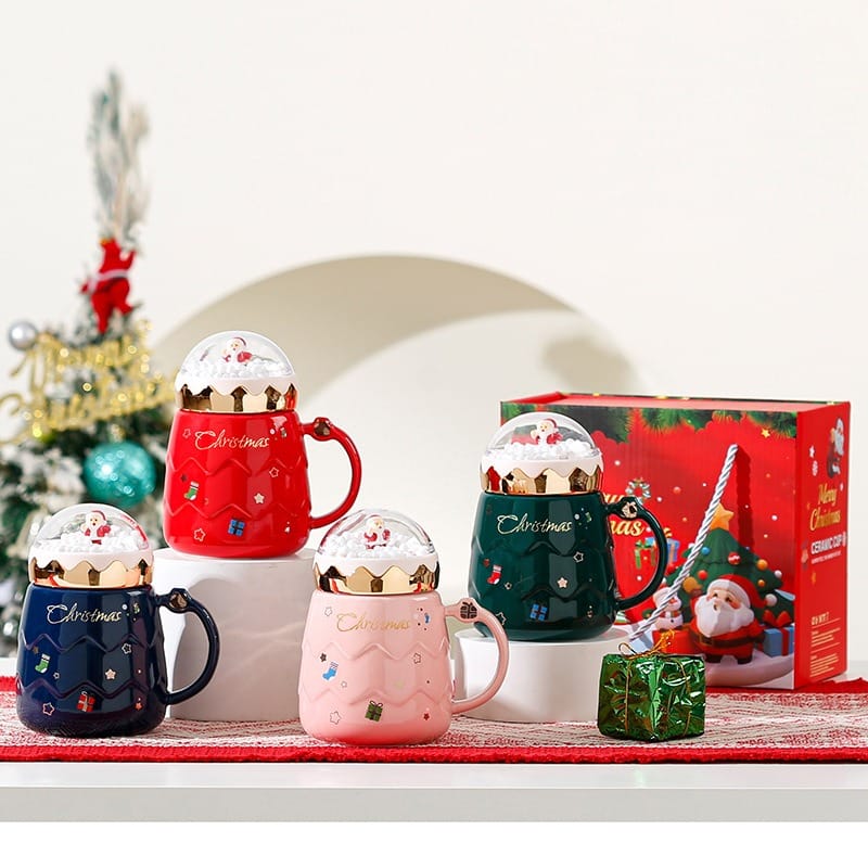 Cute Luxurious Ceramic Santa Claus Christmas themed Cup set + Gift Box