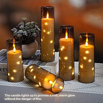 5pcs Flameless LED candles with string light