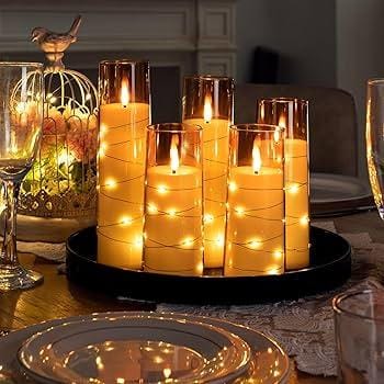 5pcs Flameless LED candles with string light