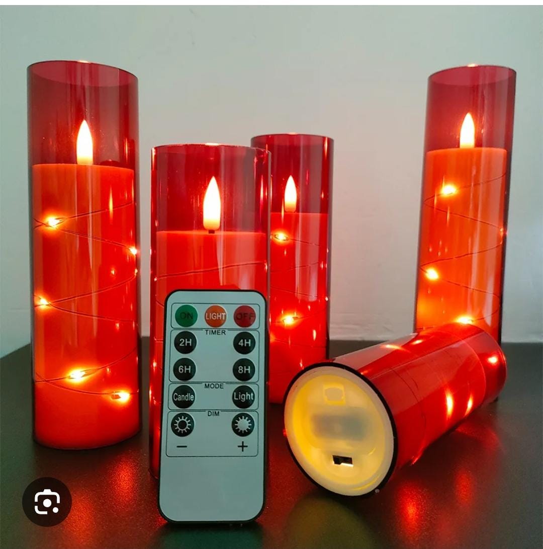 5pcs Flameless LED candles with string light
