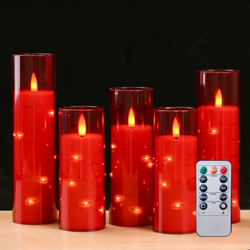 5pcs Flameless LED candles with string light