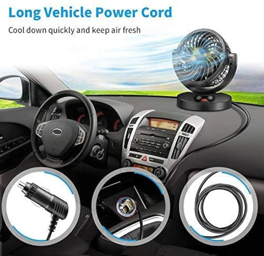 12V DC Electric Car Fan Single Head Portable Vehicle Cooling Fan for Truck Van SUV Dashboard