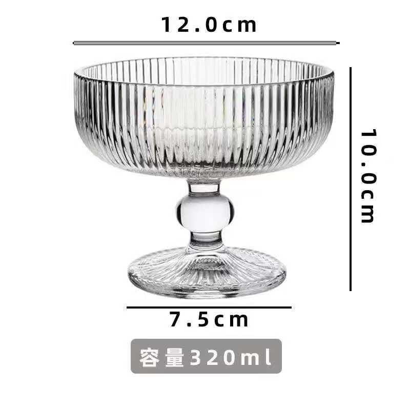 High borosilicate ribbed dessert/ice cream glasses/goblet