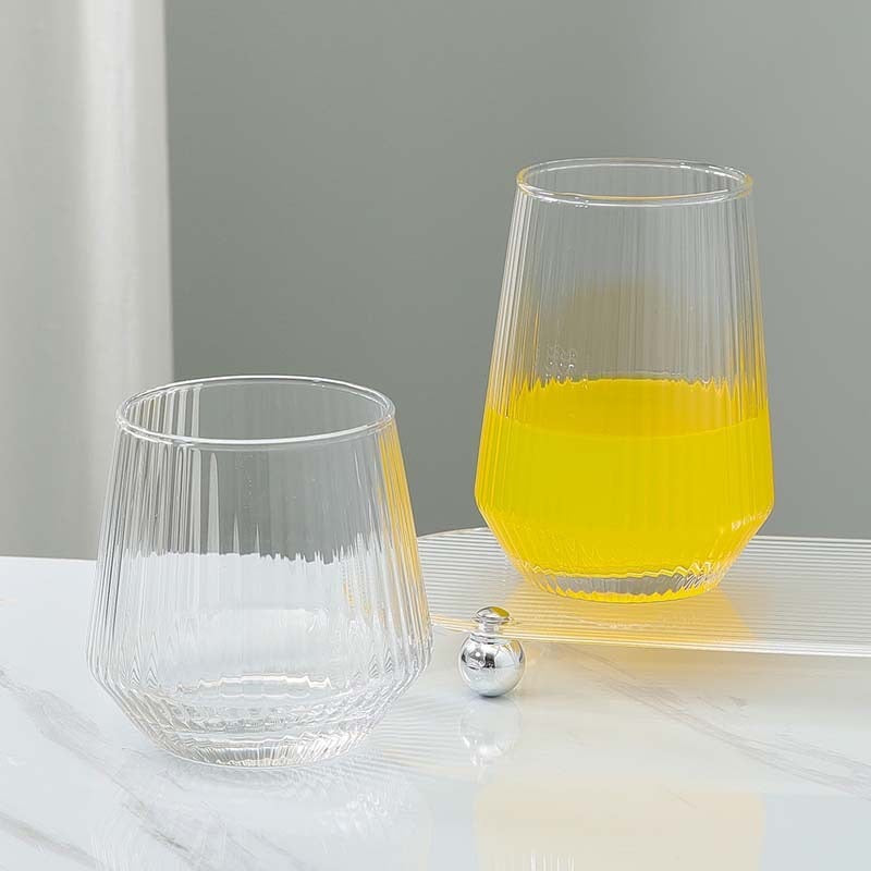 6pcs Stemless Ribbed Aesthetic Crystal Glass Set – 400ml