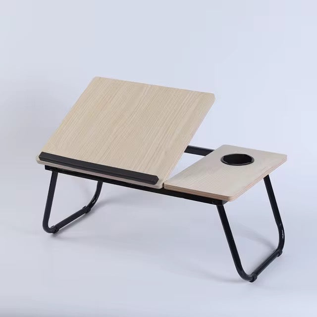 Adjustable Tilting Laptop Folding Table Stand Desk Bed Table with Foldable Legs for Laptop and Writing, Computer Tray with Cup Slot for Working, Reading on Bed