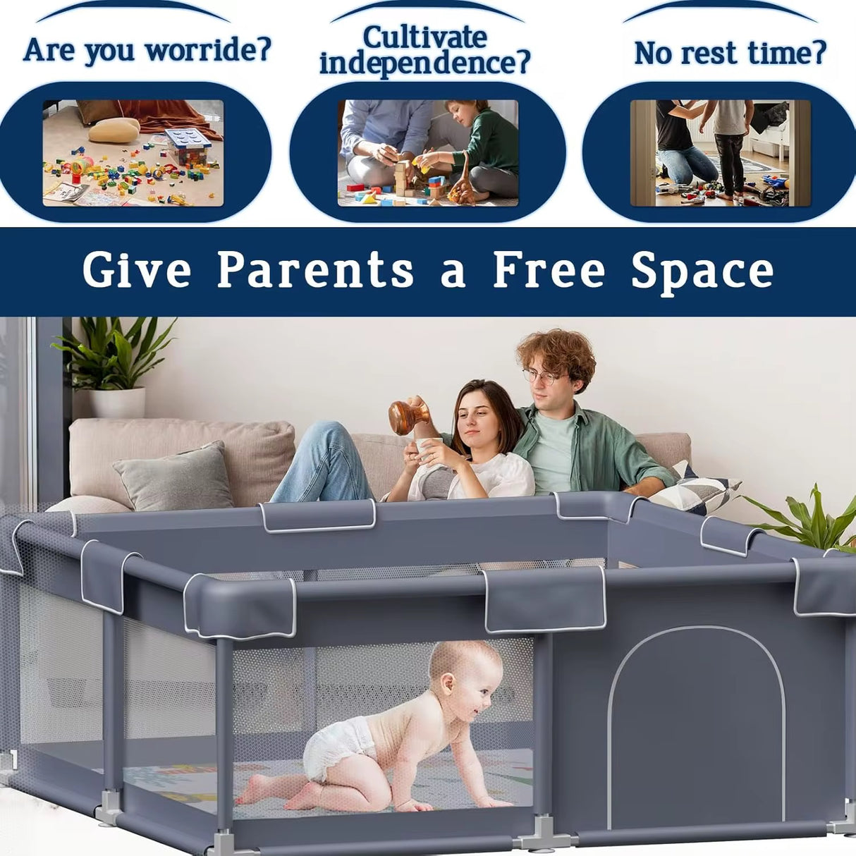 Baby Playpen Kids Large Playard Indoor & Outdoor Kids Activity Center