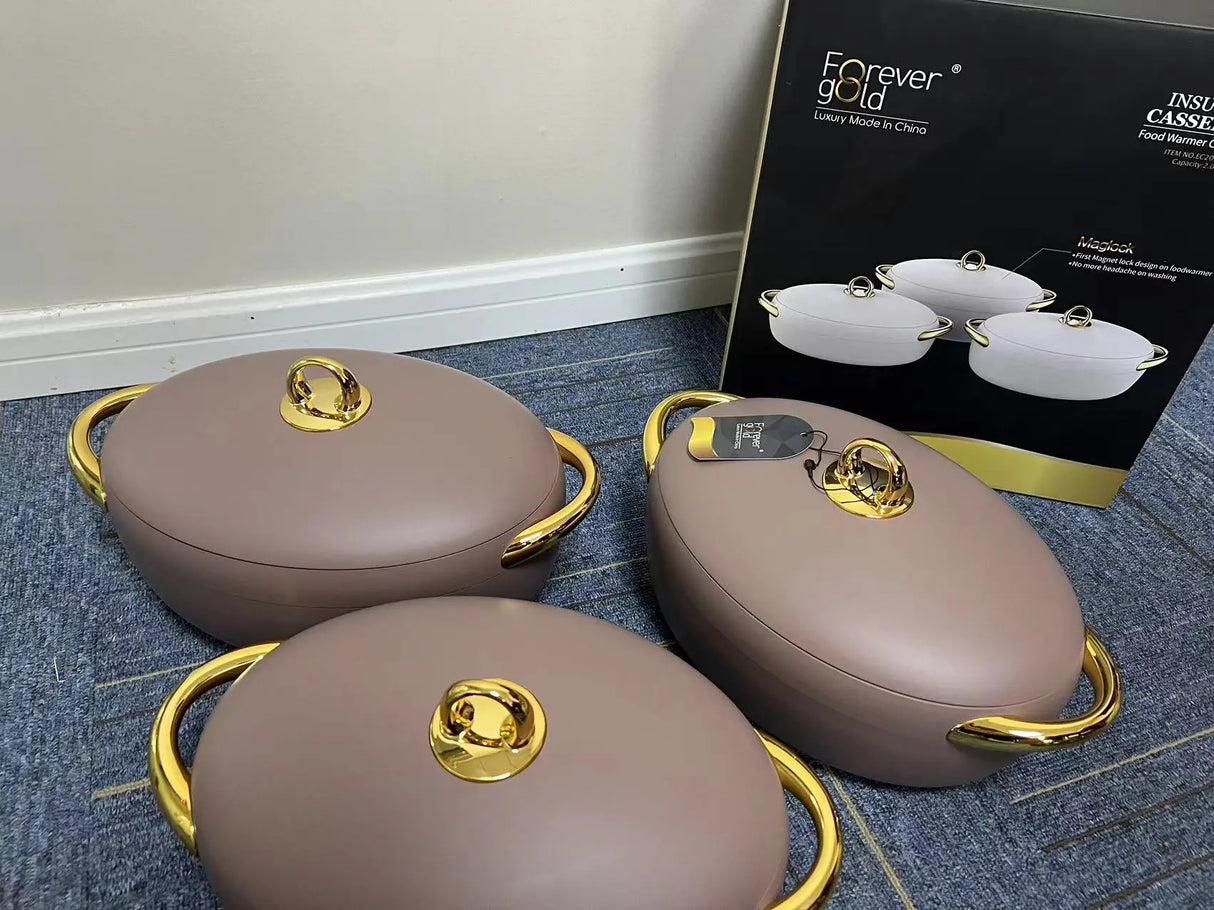 Luxurious Insulated Hotpots Food Warmer Set Oval