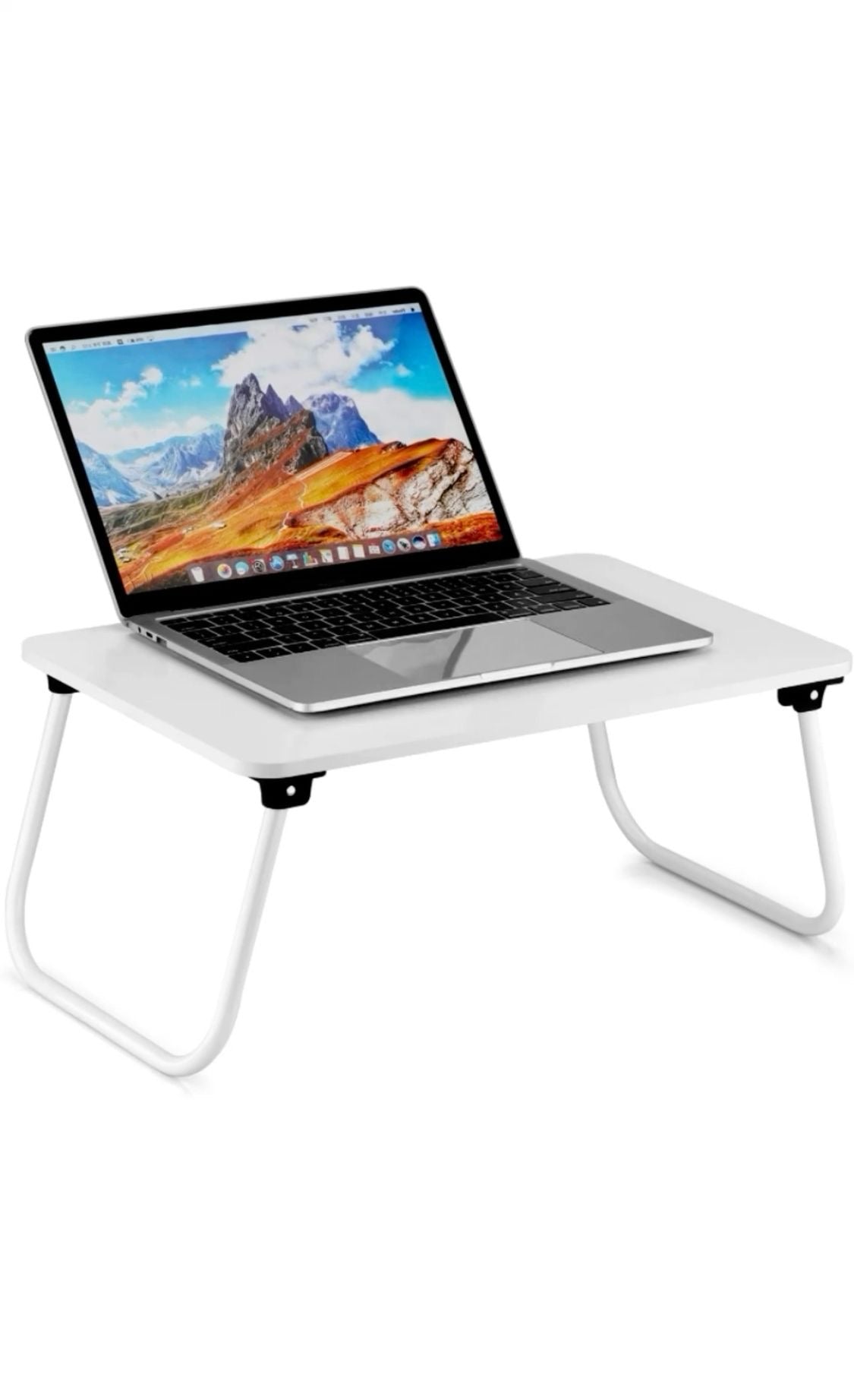 Adjustable Tilting Laptop Folding Table Stand Desk Bed Table with Foldable Legs for Laptop and Writing, Computer Tray with Cup Slot for Working, Reading on Bed