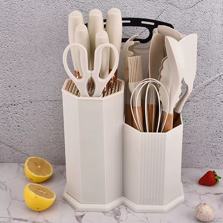 19pcs Cutlery Set with Silicone Spoon Set | Complete Kitchen Utensil Set in Kenya