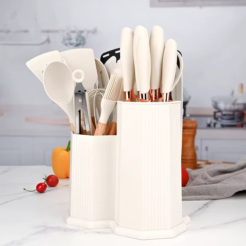 19pcs Cutlery Set with Silicone Spoon Set | Complete Kitchen Utensil Set in Kenya