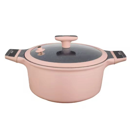 14Pcs Granite Coookware Set Die-Cast Aluminium Pan NonStick Casserole Silicone Lid