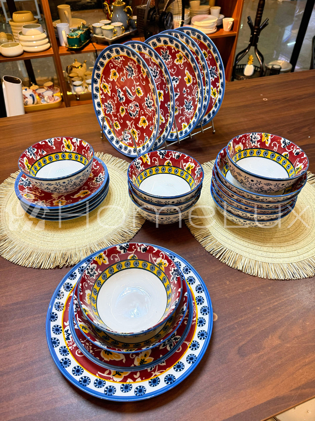 Danny Home Premium 24-Piece Porcelain Dinner Set | Plates & Bowls Set