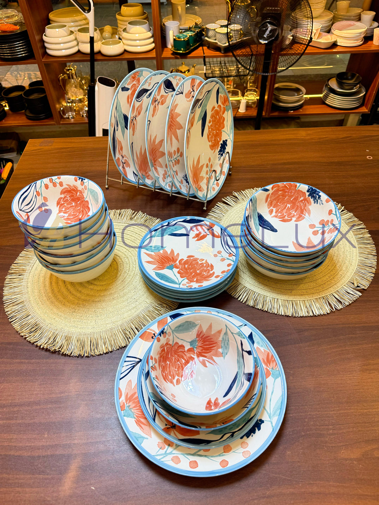 Danny Home Premium 24-Piece Porcelain Dinner Set | Plates & Bowls Set