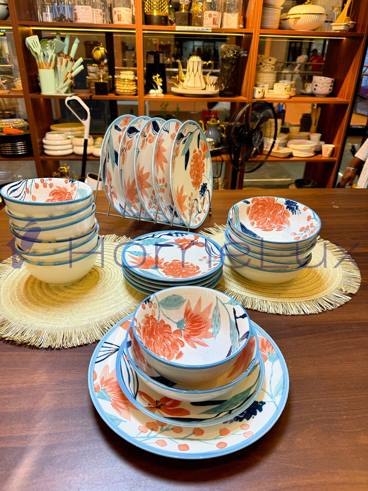 Danny Home Premium 24-Piece Porcelain Dinner Set | Plates & Bowls Set