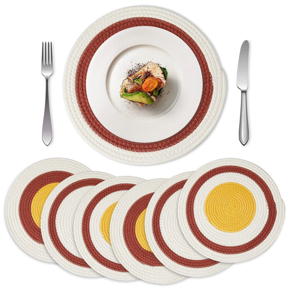 Round Woven Table Placemats Set of 6