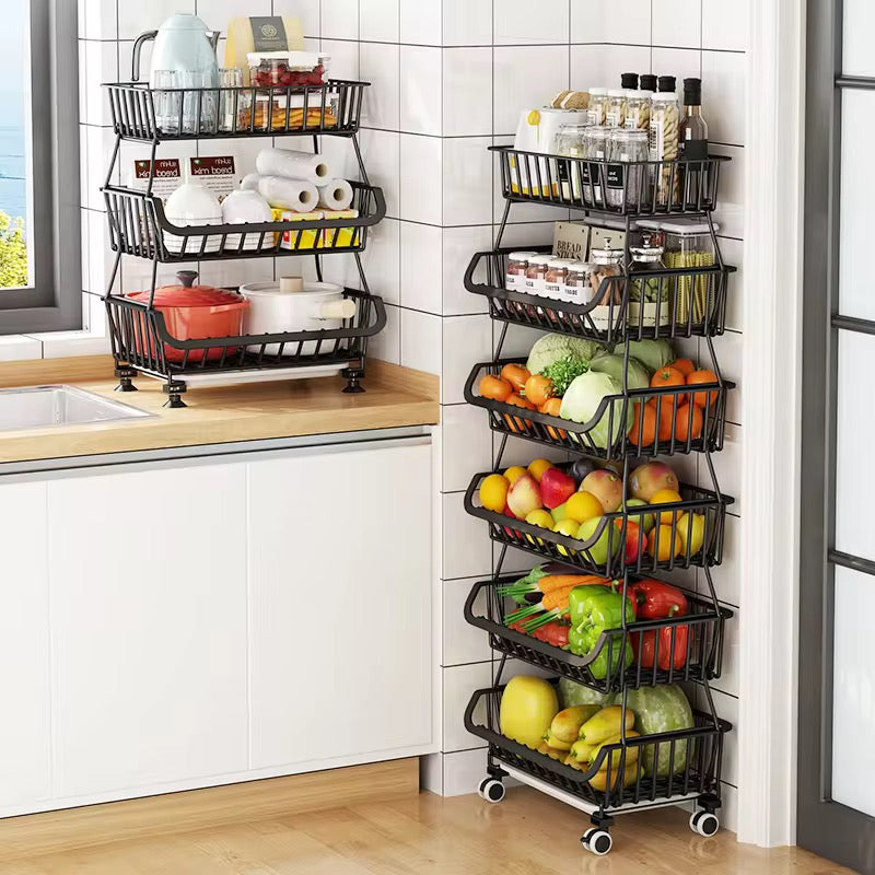 5-Tire Fruit and Vegetable Storage Rack, Metal Wire Storage Basket for Kitchen