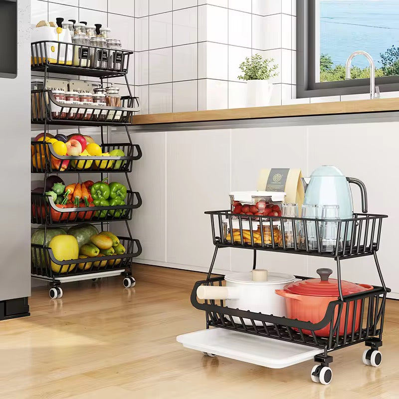 5-Tire Fruit and Vegetable Storage Rack, Metal Wire Storage Basket for Kitchen
