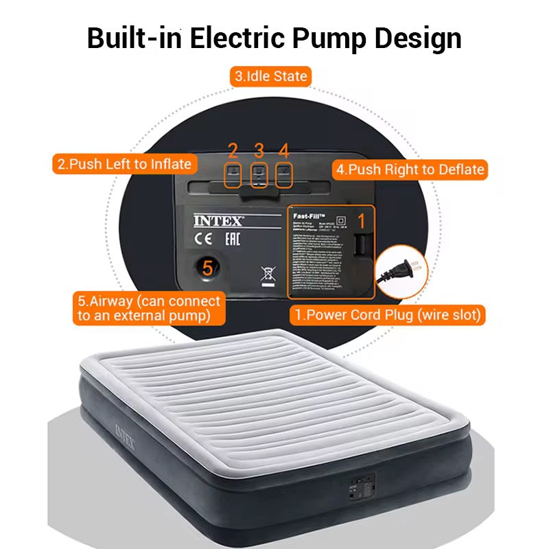 Intex Double Inflatable Mattress Airbed With in-built electric pump