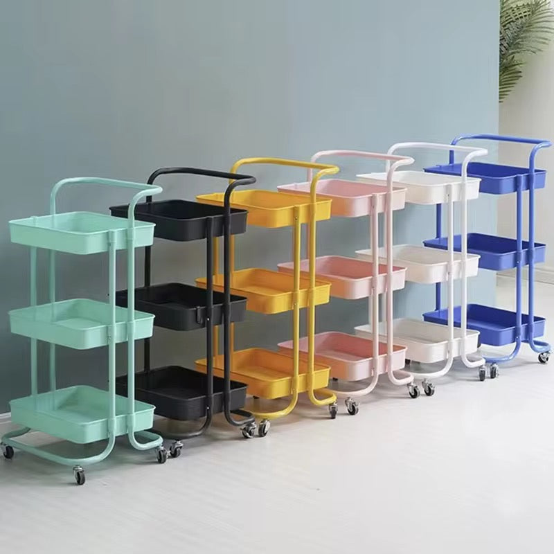 Multifunction Portable Hand Trucks,3-Tier Rolling Movable Utility Cart Heavy Duty Storage Organizer