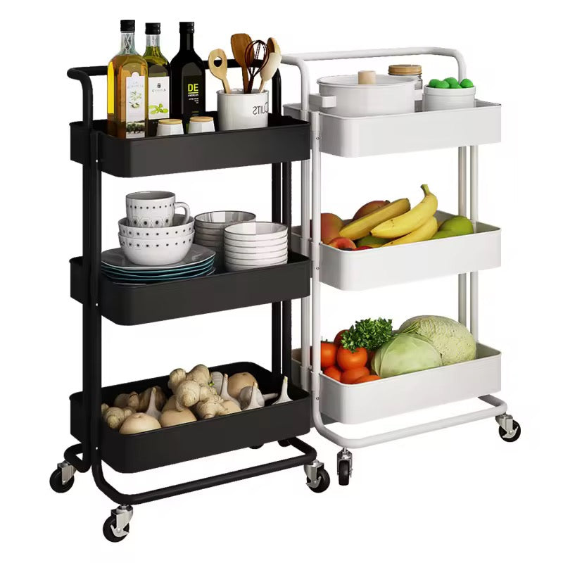 Multifunction Portable Hand Trucks,3-Tier Rolling Movable Utility Cart Heavy Duty Storage Organizer