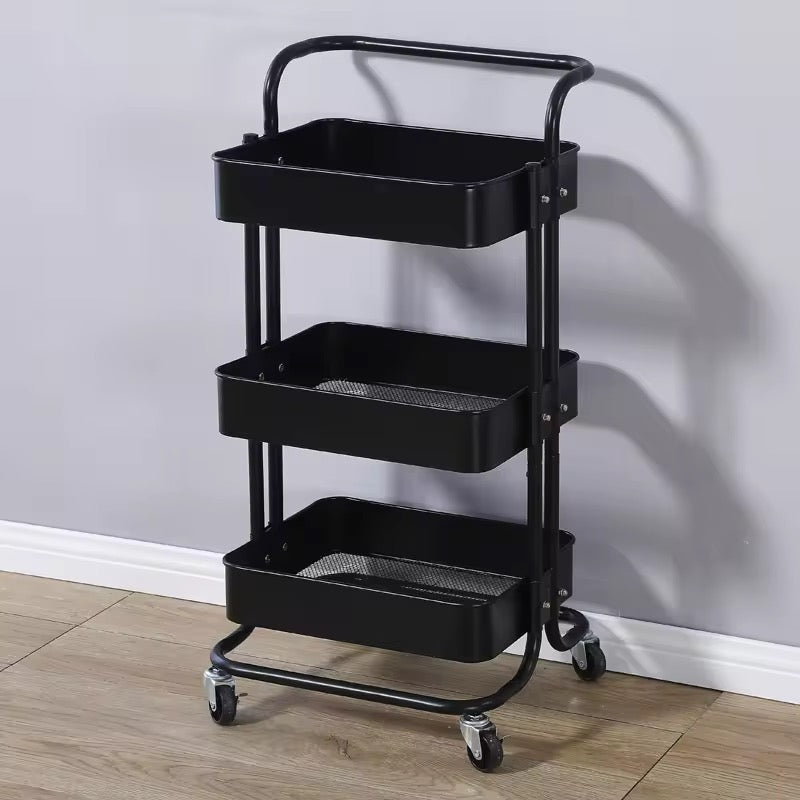 Multifunction Portable Hand Trucks,3-Tier Rolling Movable Utility Cart Heavy Duty Storage Organizer