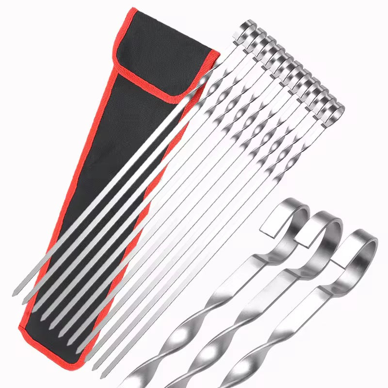 Stainless Steel BBQ Skewers 24" Heavy Duty Barbecue Mshikaki Kebab Sticks Set of 20