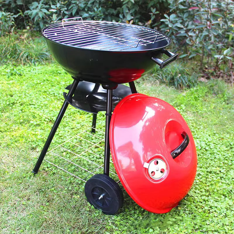 Charcoal Kettle Berbeque & BBQ Grill 44cm Portable with Wheels