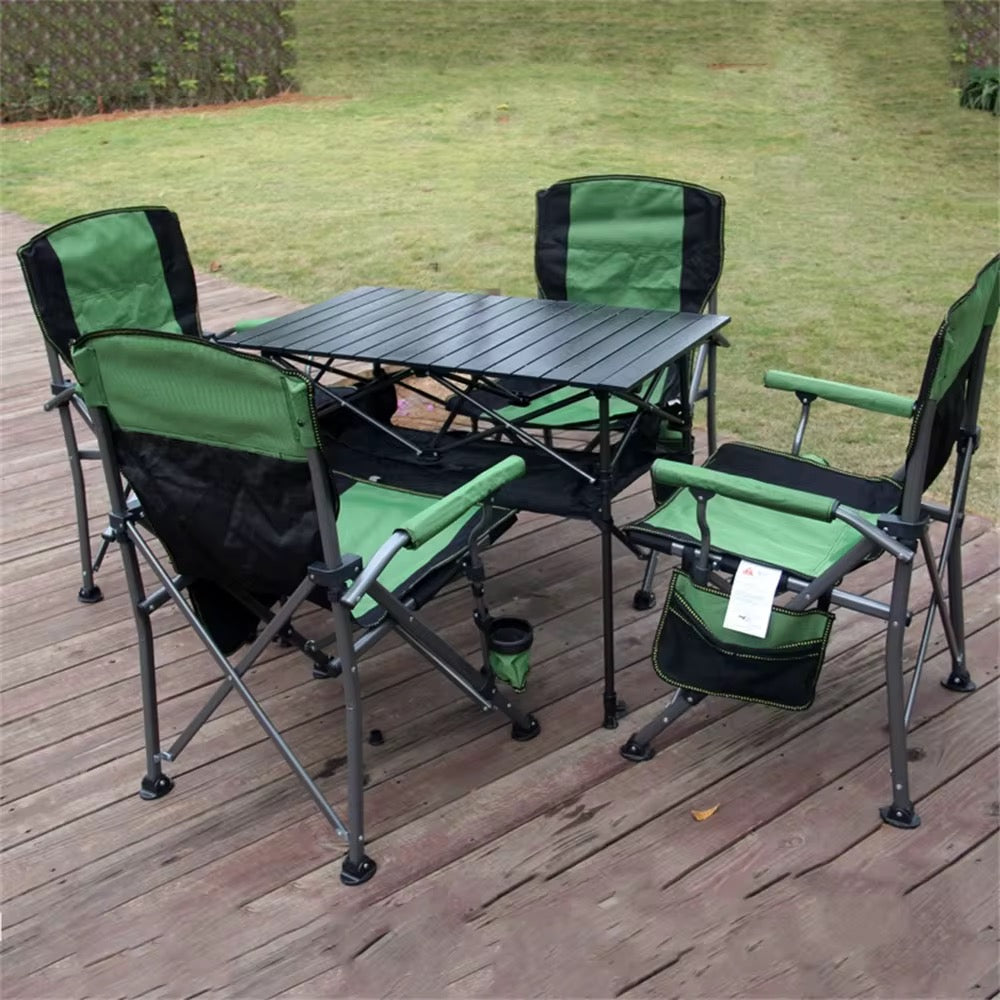 Folding Table and 4 Heavy-Duty Chairs Set – Portable Outdoor Dining & Camping Garden Furniture