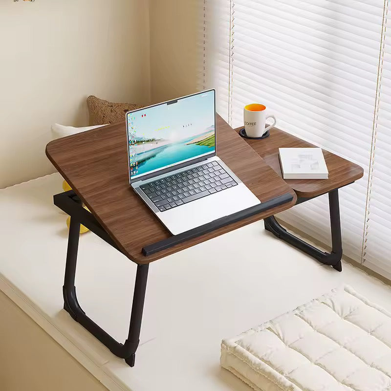 Adjustable Tilting Laptop Folding Table Stand Desk Bed Table with Foldable Legs for Laptop and Writing, Computer Tray with Cup Slot for Working, Reading on Bed