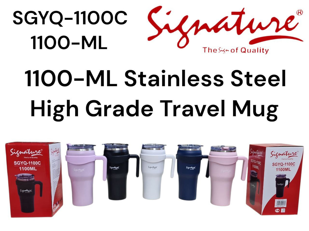 Signature SGYQ-1100C | 1100ML Stainless Steel Travel Mug – Vacuum Insulated, Leak-Proof & Colorful