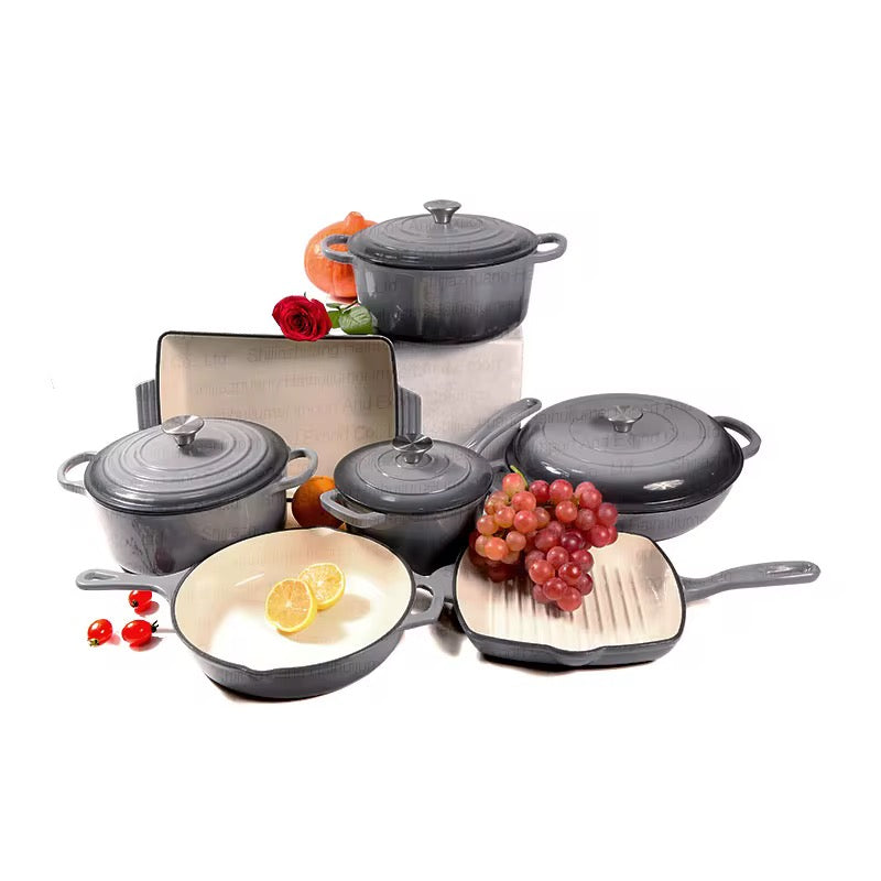 7 PCS Enamel Cast Iron Cooking Pots Set  Non-Toxic, Oven-Safe Pots for Kenyan Kitchens