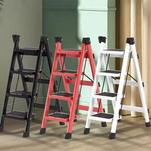 4-Step Collapsible Aluminium Ladder Portable Indoor & Outdoor Household Use