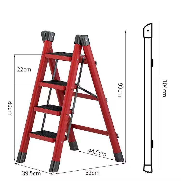 4-Step Collapsible Aluminium Ladder Portable Indoor & Outdoor Household Use