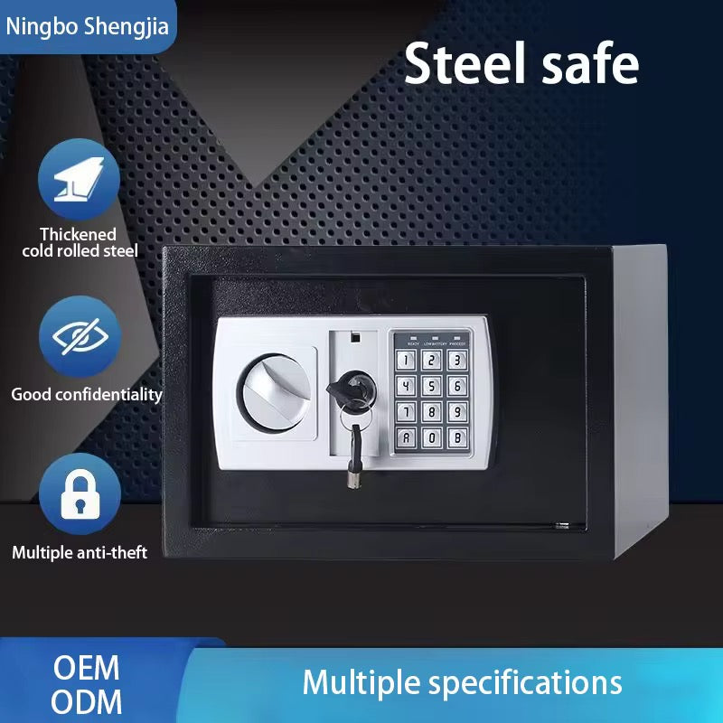 Steel Safe Deposit Box Household & Office Mini Safe with Mechanical Lock, Mountable