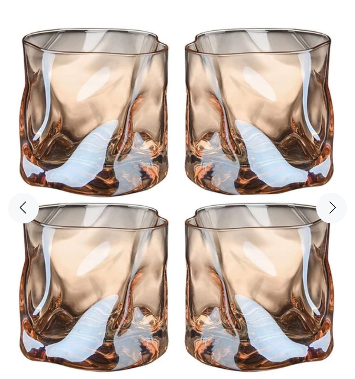 Danny Home Shining Crystal Whiskey Glass Set of 6 | Twisted Sculpted Amber Whisky Glasses 200ml