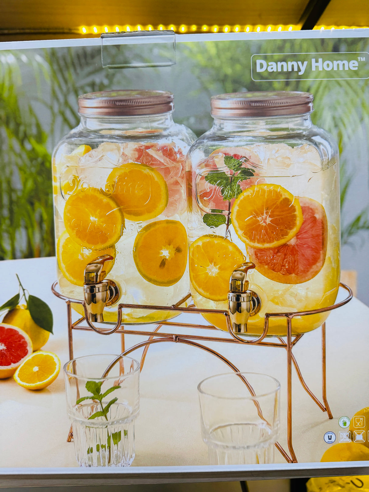 Danny Home Twin Juice Dispenser 4L+4L | Beverage & Water Dispenser with Tap